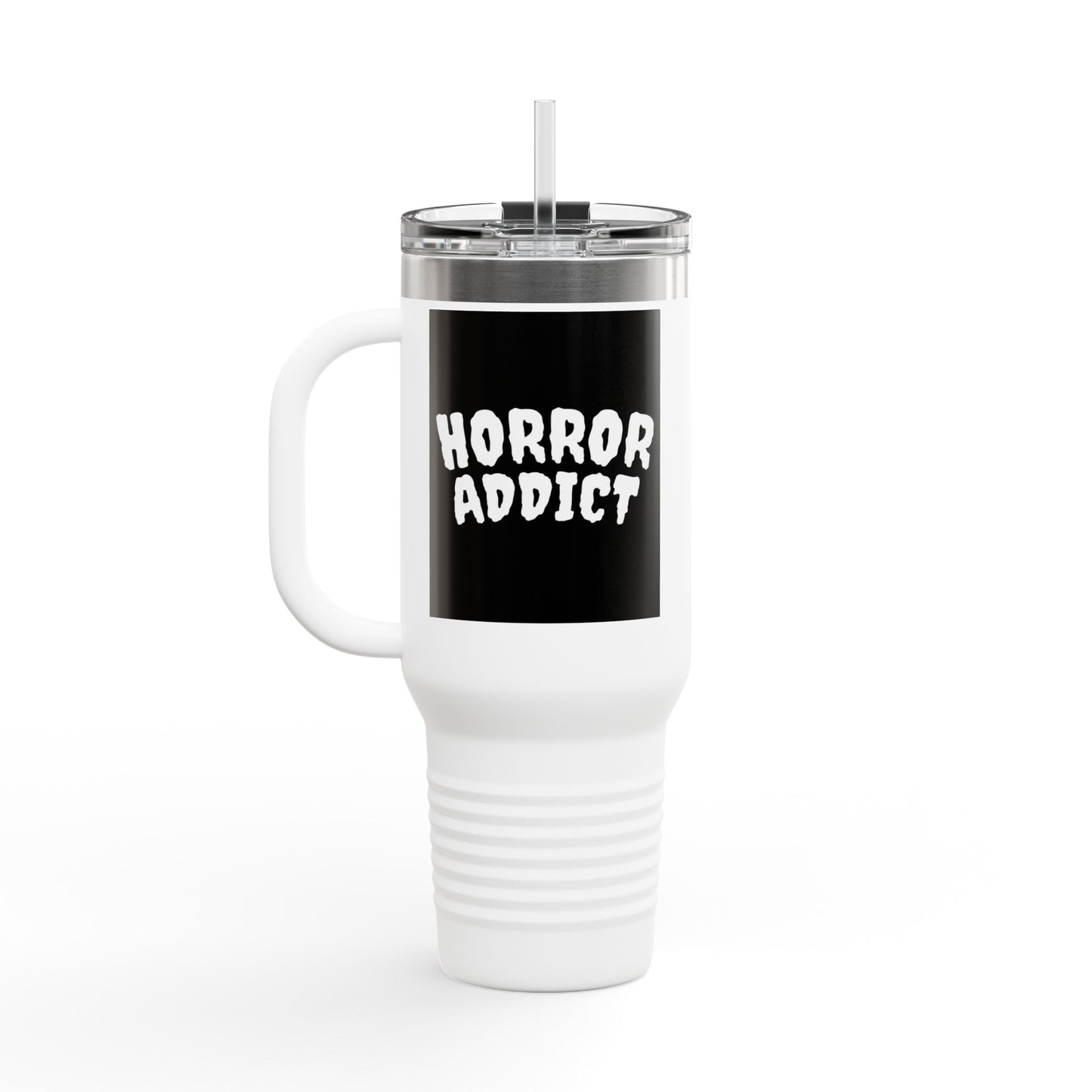 Horror Movie Addict Travel Mug | Insulated Drink Container | Gift for Horror Fans, Movie Lovers, Halloween, Unique Merchandise