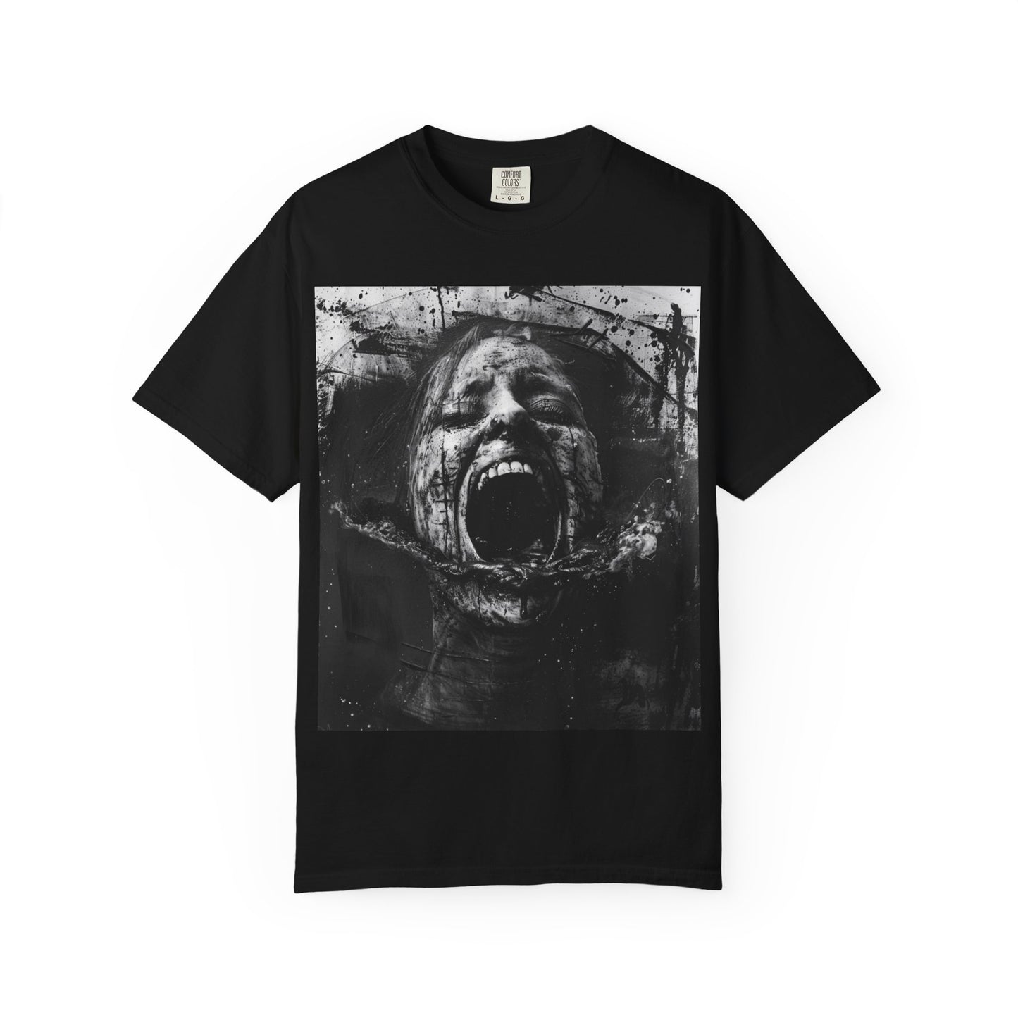 Edgy Graphic Tee: Unisex Garment-Dyed Horror T-shirt, Alternative Fashion, Art Lover Gift, Unique Tee, Halloween Costume