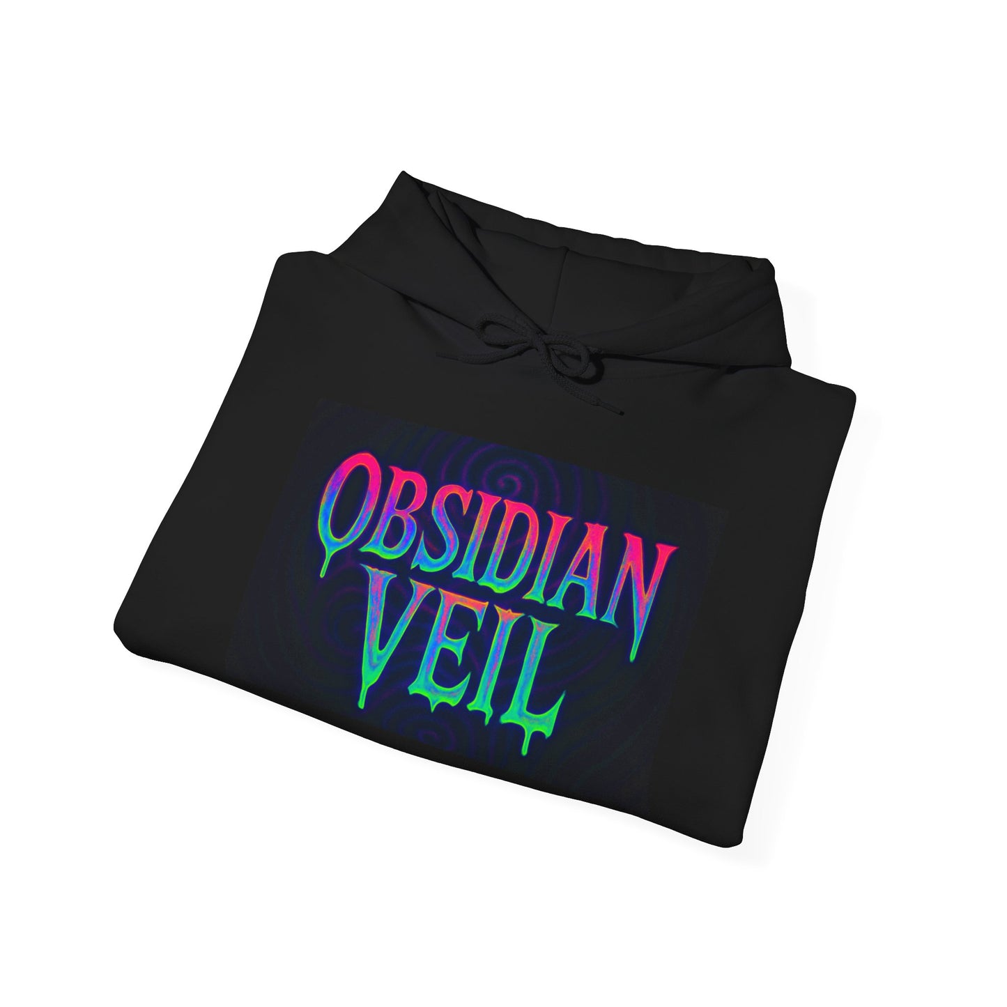 Frankenstein Obsidian Veil Graphic Hoodie - Acid-trip melting logo.