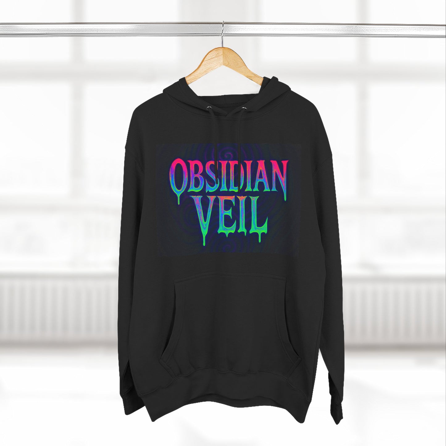 Obsidian Veil Fleece Hoodie | Cozy Graphic Hoodie for Gamers, Music Lovers, Halloween