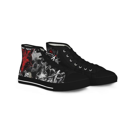 Men's High Top Sneakers With Skulls And Pentagrams