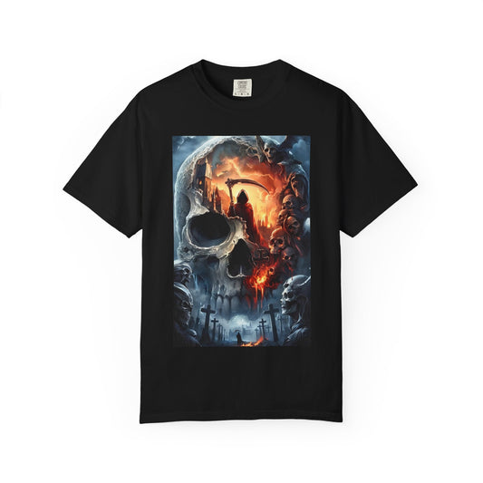 Gothic Skull Graphic T-Shirt | Unisex, Perfect for Halloween, Alternative Style, Casual Wear, Gift for Him/Her