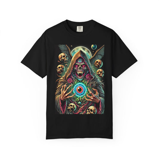 Dark Mystic Unisex T-Shirt, Vintage Skull Tee, Eyeball Graphic Shirt, Gift for Halloween, Alternative Style Apparel