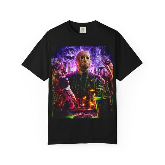 Obsidian Veil  Psychedelic Jason Vorhees Graphic T-Shirt, Unisex Tee
