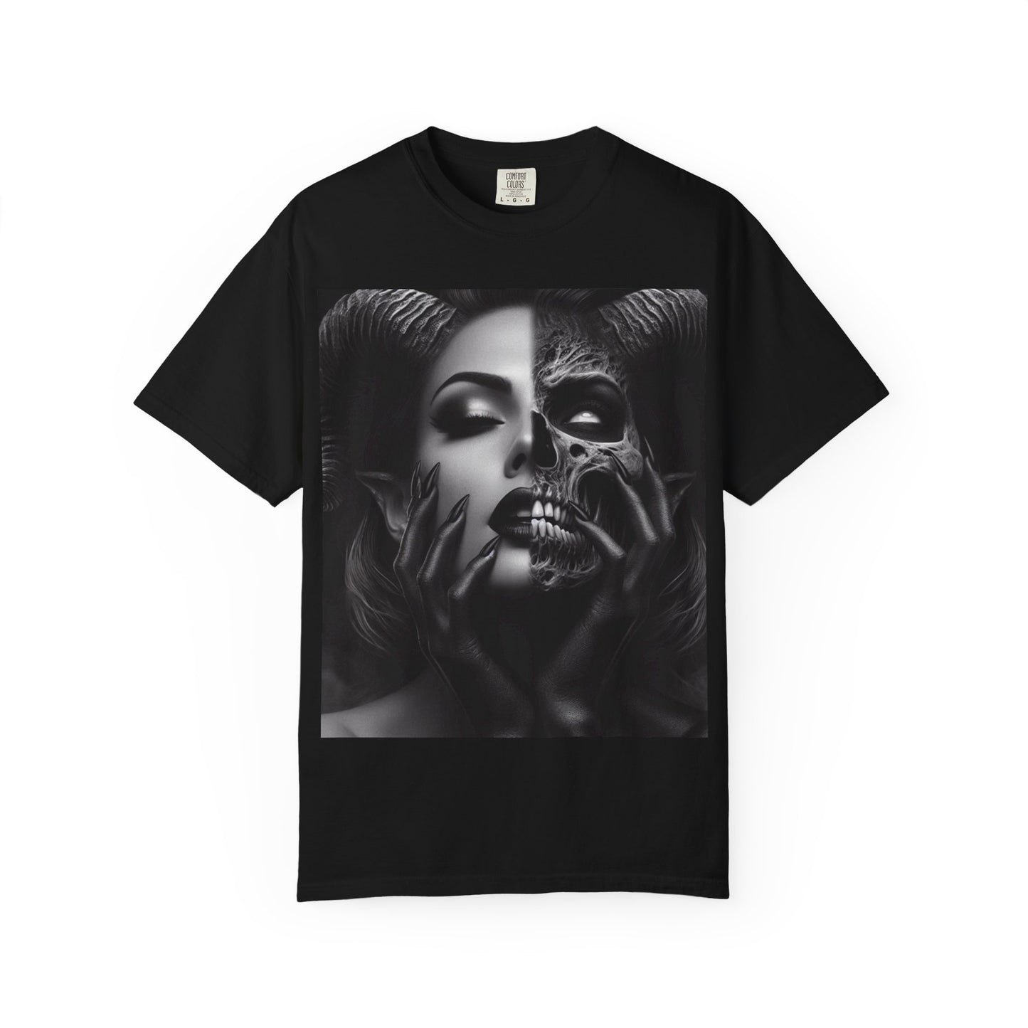Gothic Duality T-Shirt - Embrace Your Dark Side, Unisex Casual Wear, Festival Fashion, Unique Graphic Tee, Edgy Style