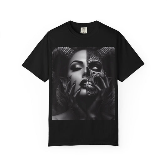 Gothic Duality T-Shirt - Embrace Your Dark Side, Unisex Casual Wear, Festival Fashion, Unique Graphic Tee, Edgy Style