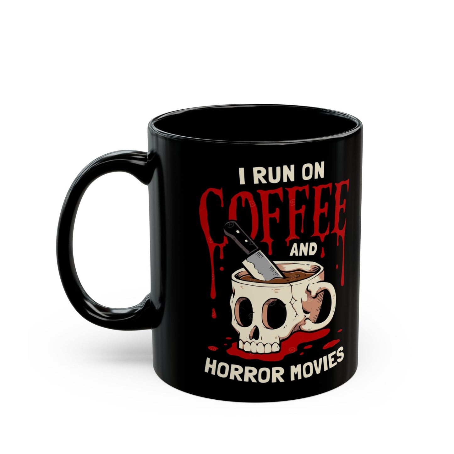 Horror Movie Addict Mug - Perfect for Film Lovers, Coffee Mug for Horror Fans, Unique Drinkware, Black Coffee Cup