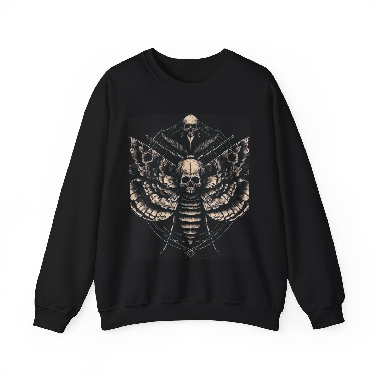 Gothic Skull Moth Sweatshirt, Unisex Heavy Blend Pullover