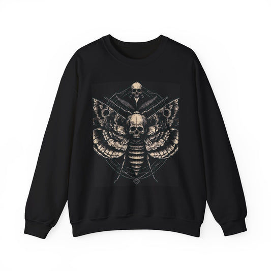 Gothic Skull Moth Sweatshirt, Unisex Heavy Blend Pullover