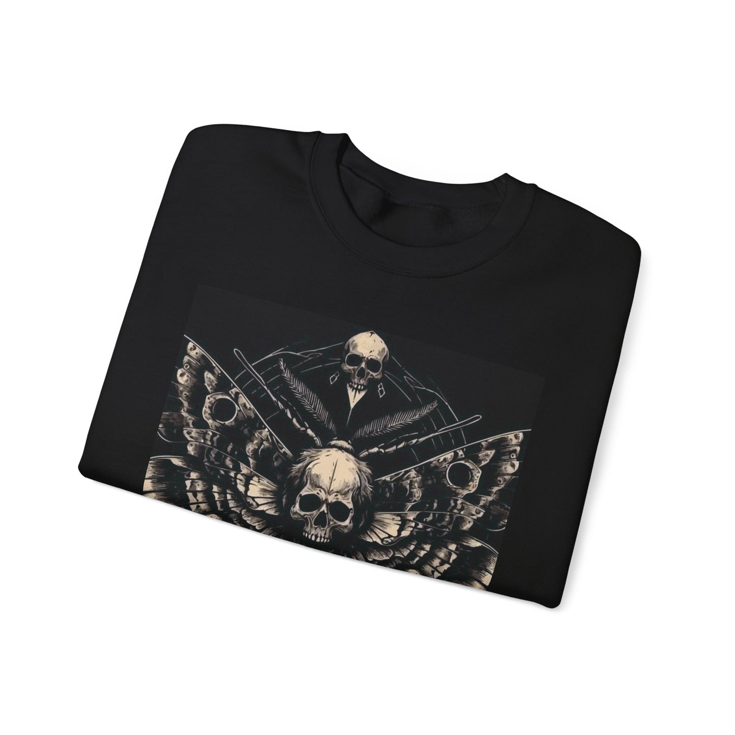 Gothic Skull Moth Sweatshirt, Unisex Heavy Blend Pullover