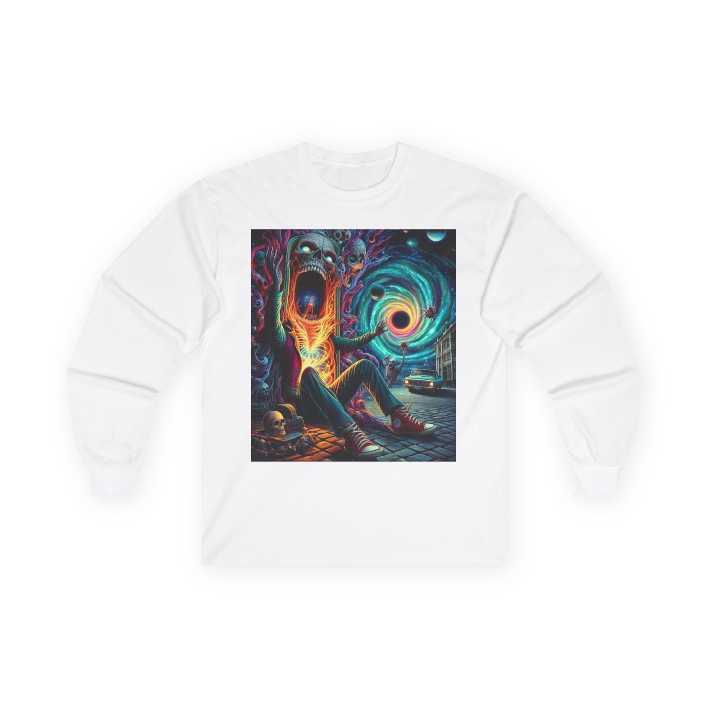 Unisex Graphic Long Sleeve Tee - Cosmic Chaos Design