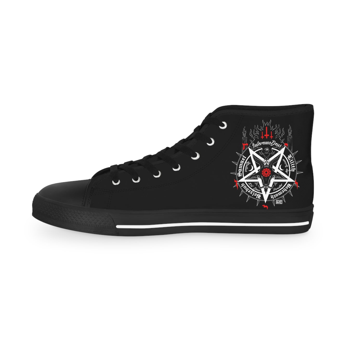 Men's High Top Sneakers With Skulls And Pentagrams
