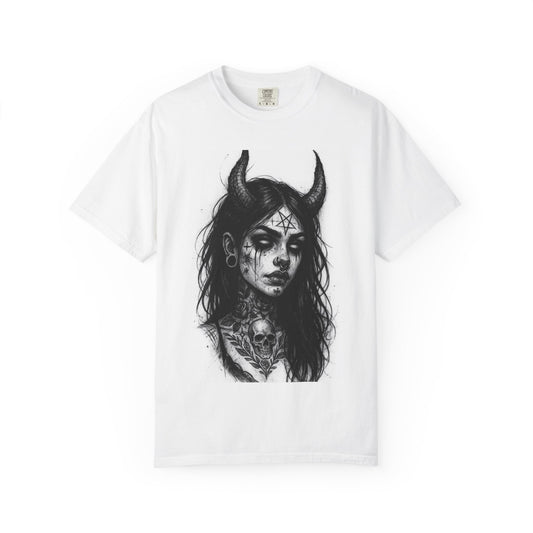 She Devil Edgy Graphic T-shirt with Demon Design, Alternative Clothing, Unisex Graphic Tee, Festival Wear