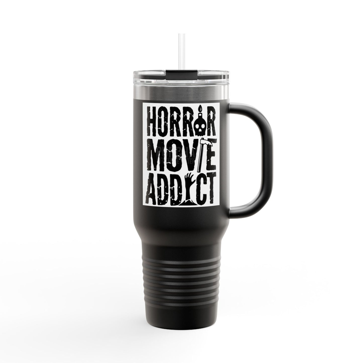 Horror Movie Addict Travel Mug | Insulated Drink Container | Gift for Horror Fans, Movie Lovers, Halloween, Unique Merchandise