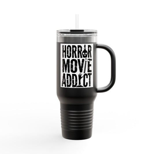 Horror Movie Addict Travel Mug | Insulated Drink Container | Gift for Horror Fans, Movie Lovers, Halloween, Unique Merchandise