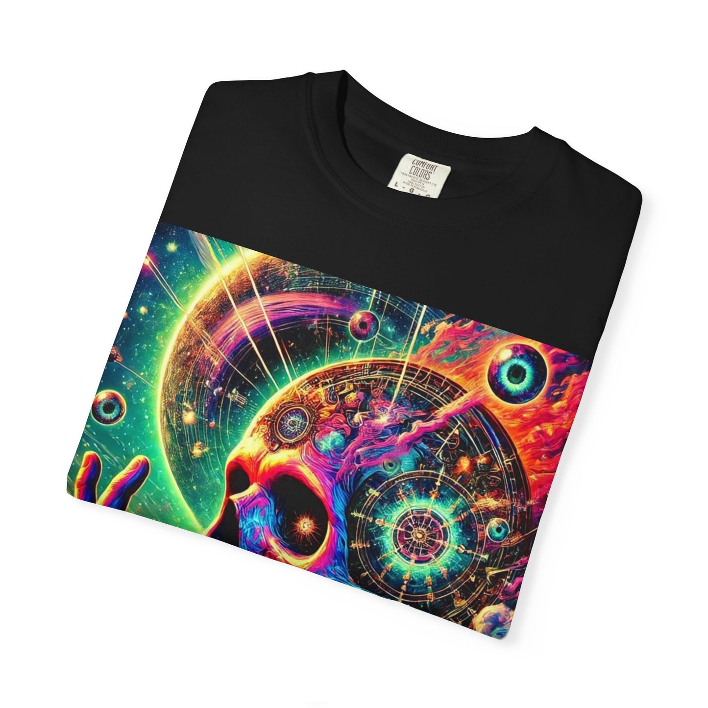 Vibrant Cosmic Skull T-shirt | Unisex Psychedelic Tee
