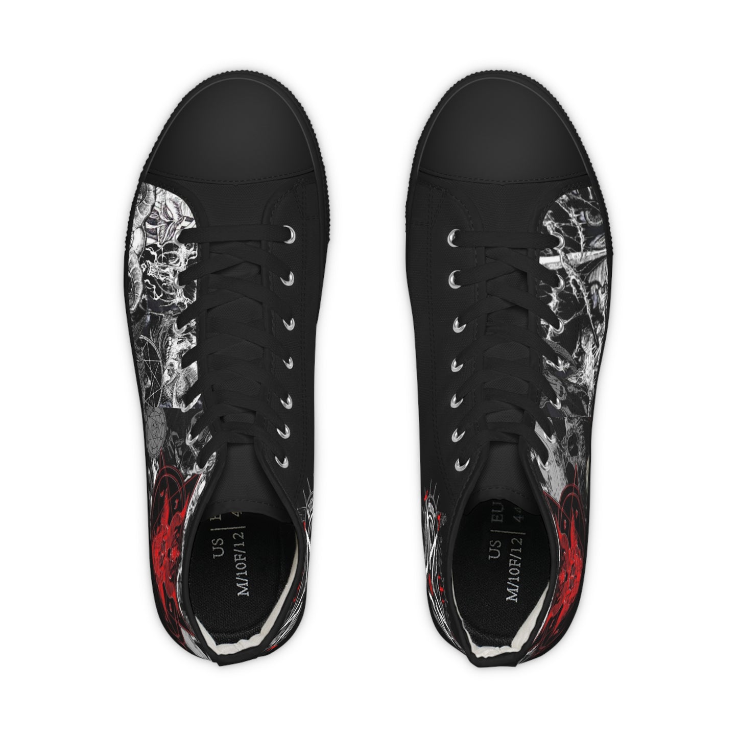 Men's High Top Sneakers With Skulls And Pentagrams