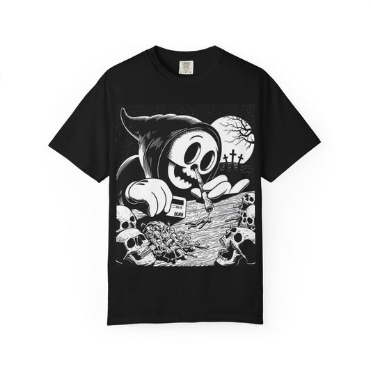 Gothic Spirit Unisex Garment-Dyed T-shirt with Skull Design, Spooky Halloween Tee, Gothic Clothing, Alternative Fashion, Dark Aesthetic