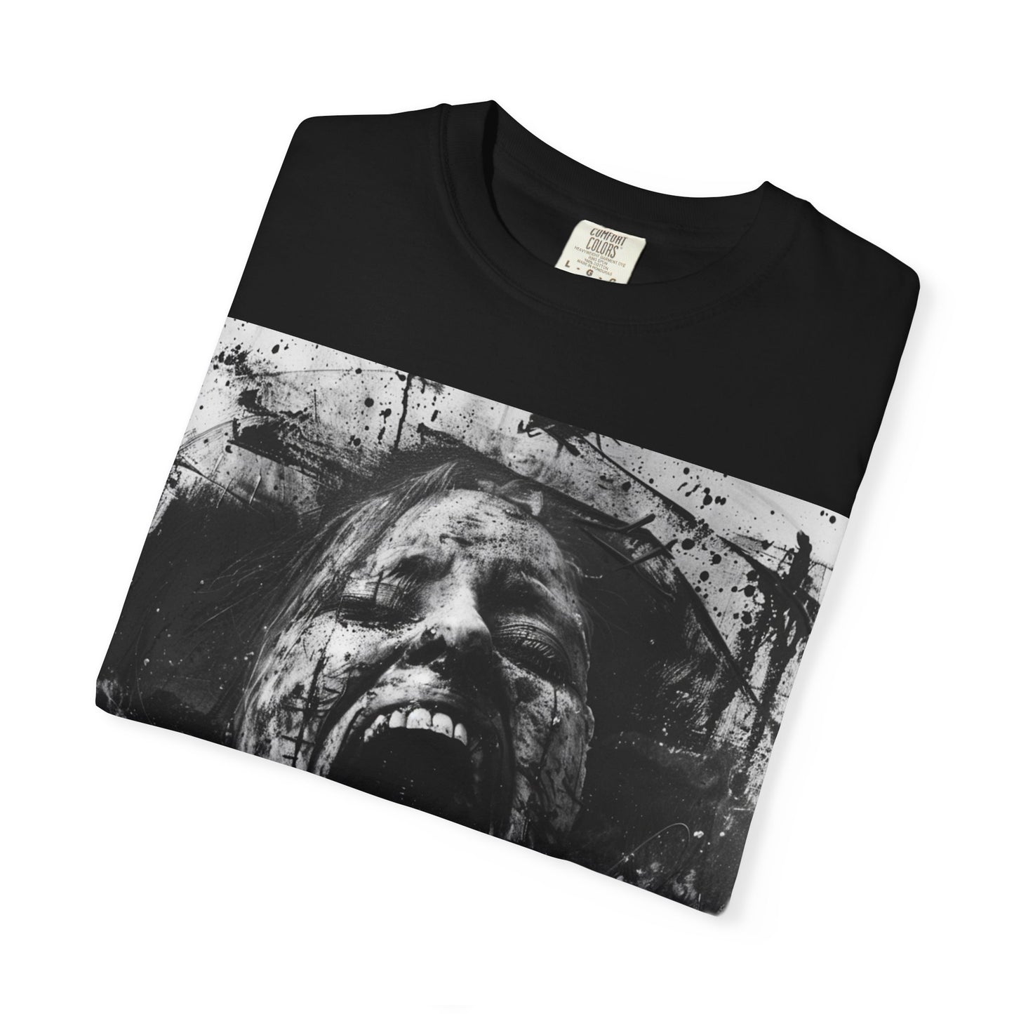 Edgy Graphic Tee: Unisex Garment-Dyed Horror T-shirt, Alternative Fashion, Art Lover Gift, Unique Tee, Halloween Costume