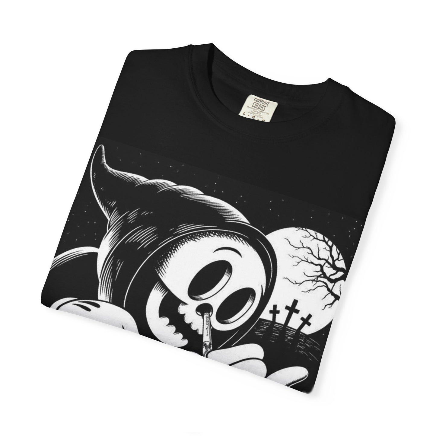 Gothic Spirit Unisex Garment-Dyed T-shirt with Skull Design, Spooky Halloween Tee, Gothic Clothing, Alternative Fashion, Dark Aesthetic
