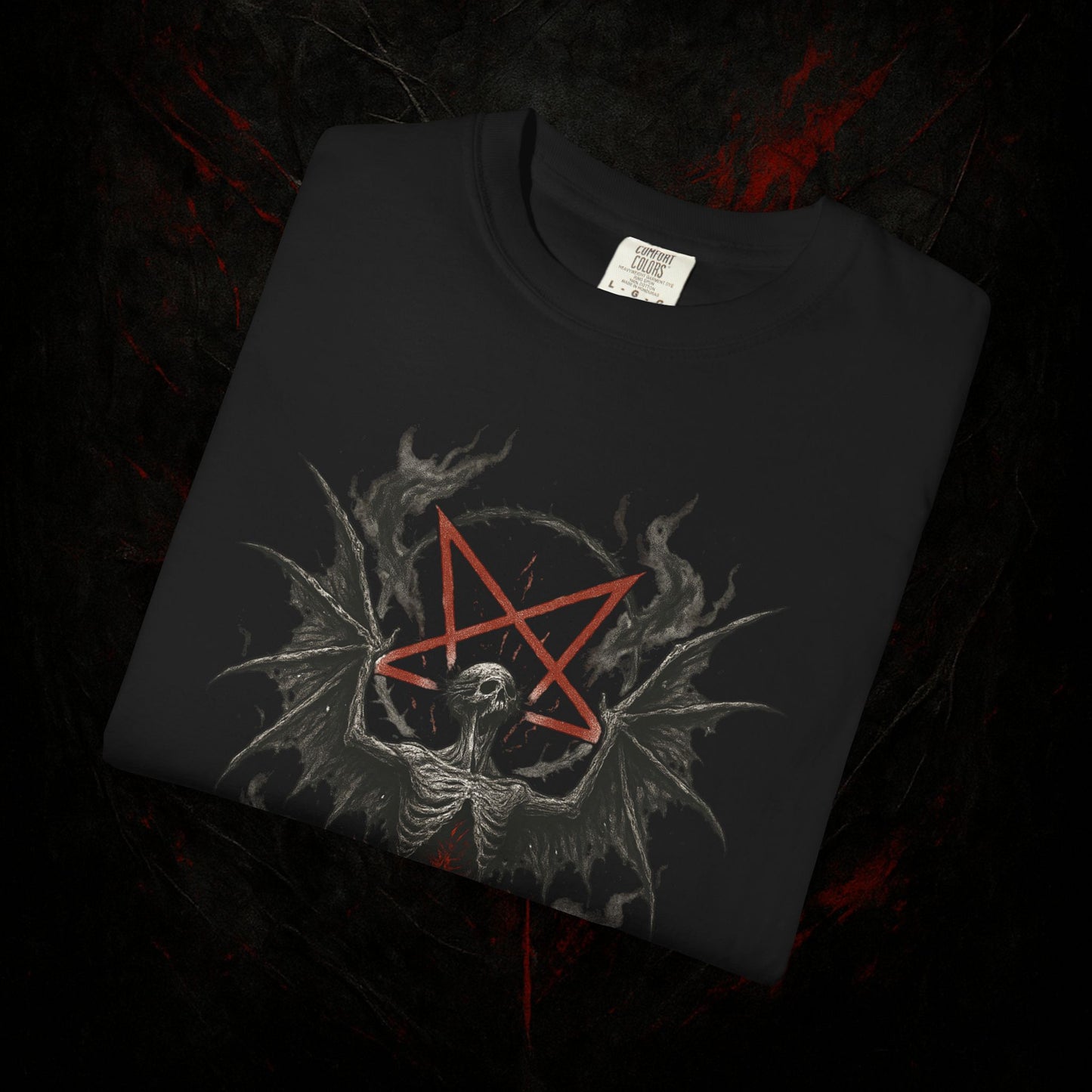 Burning Hallelujah T-Shirt with Angel and Pentagram Design