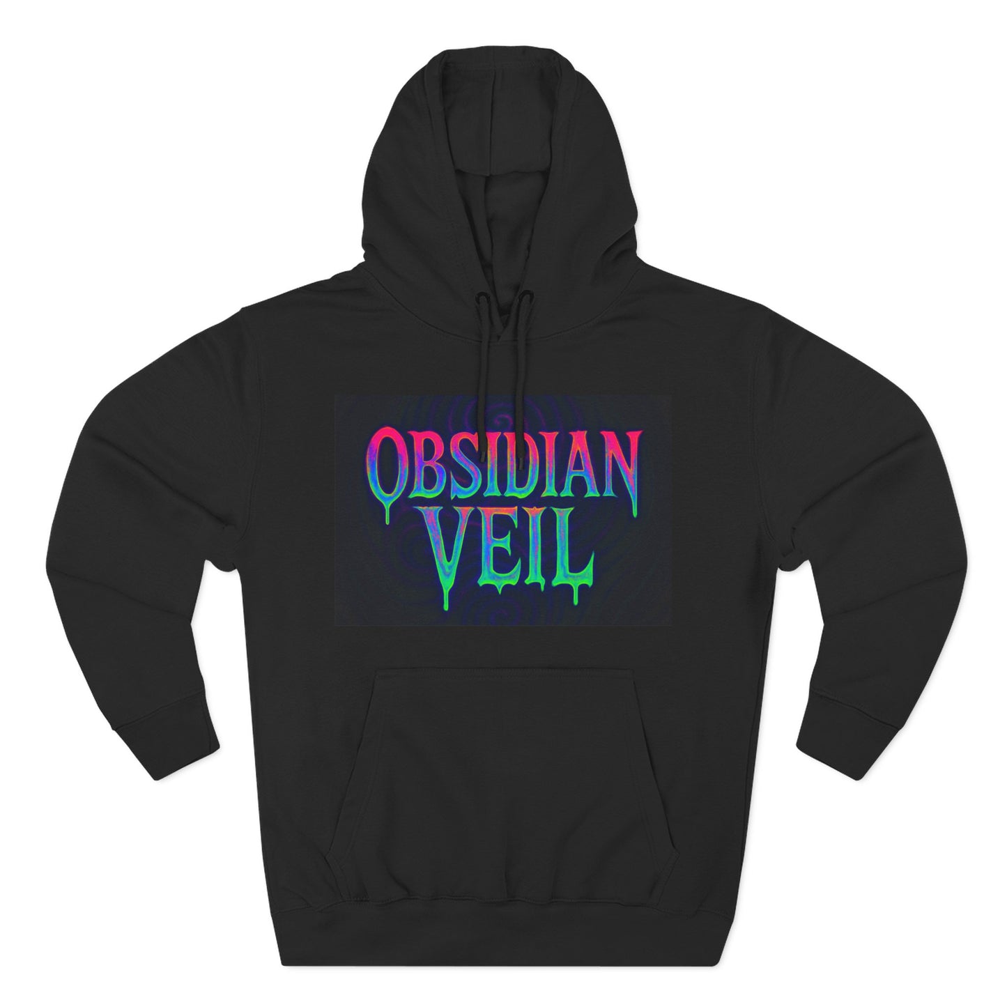 Obsidian Veil Fleece Hoodie | Cozy Graphic Hoodie for Gamers, Music Lovers, Halloween